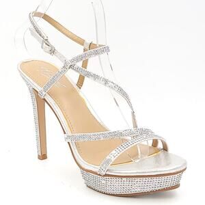Thalia Sodi Women Slingback Strappy Platform Sandals Sunnie Size US 9.5M Silver
